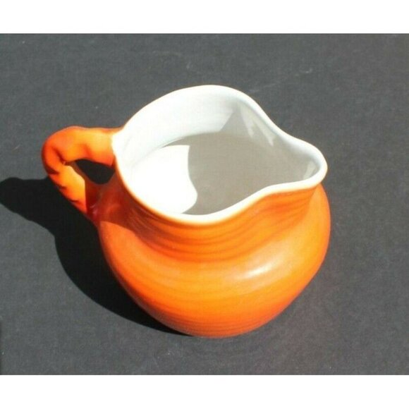 Vintage MCM CALIFORNIA CA Pottery - Orange Swirl Vase Water Pitcher W/ Handle - Picture 6 of 6